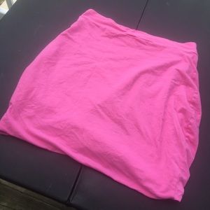 bright pink fitted skirt